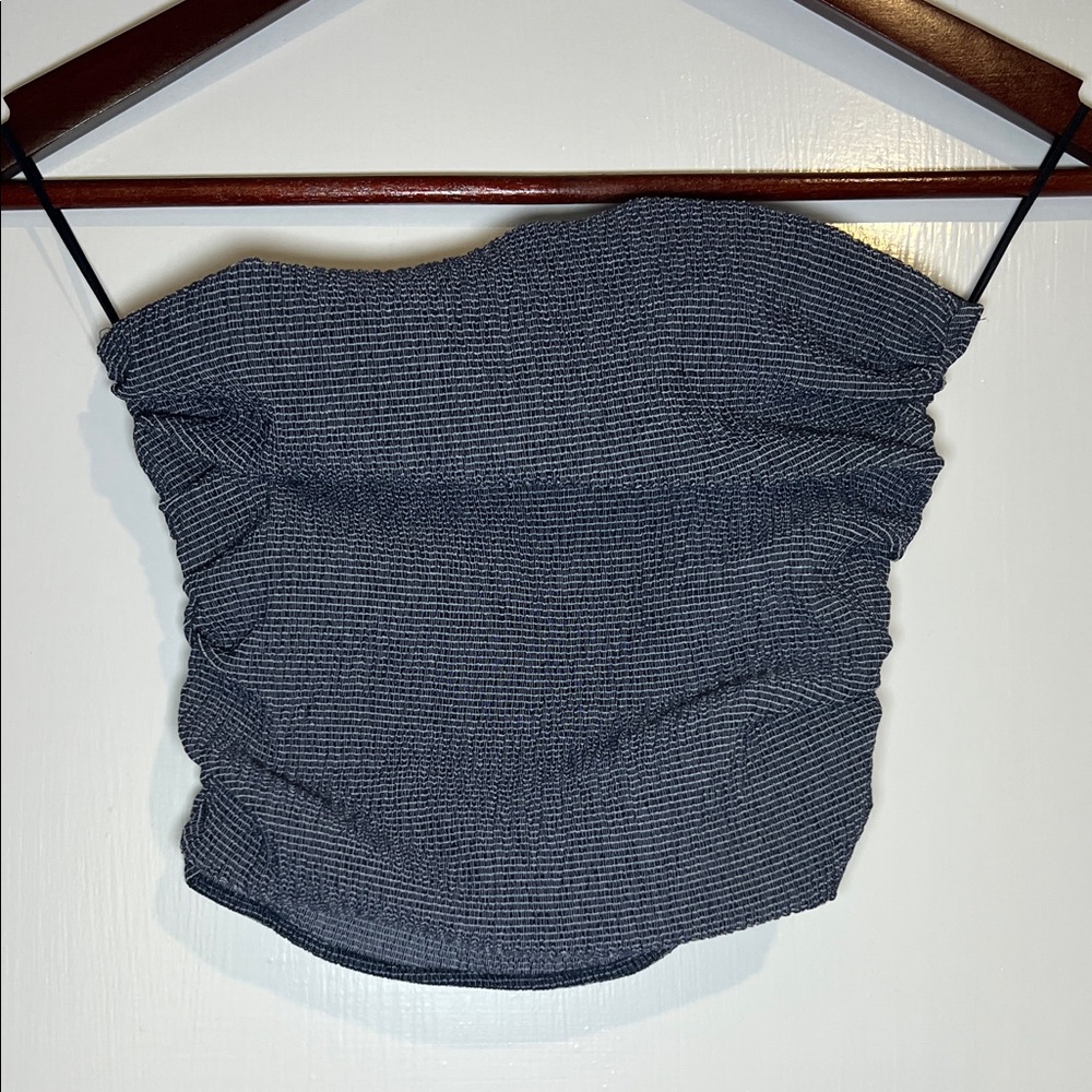 Zara Navy & White Ruched Tube Top Camisole